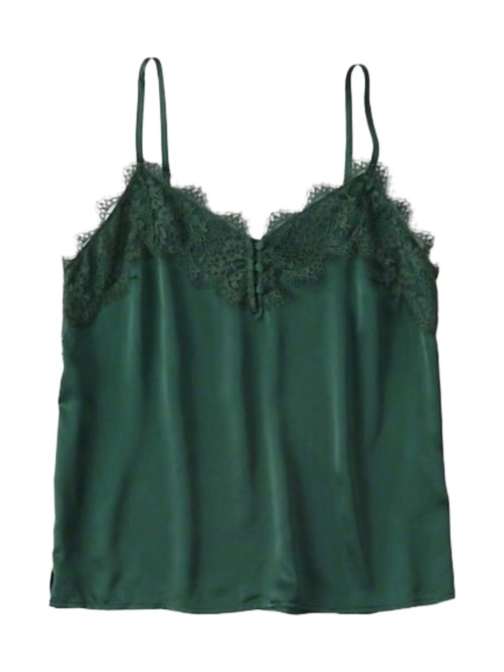 NWT ABERCROMBIE & FITCH Women's Dark Green Lace-Trim Cami Sz S